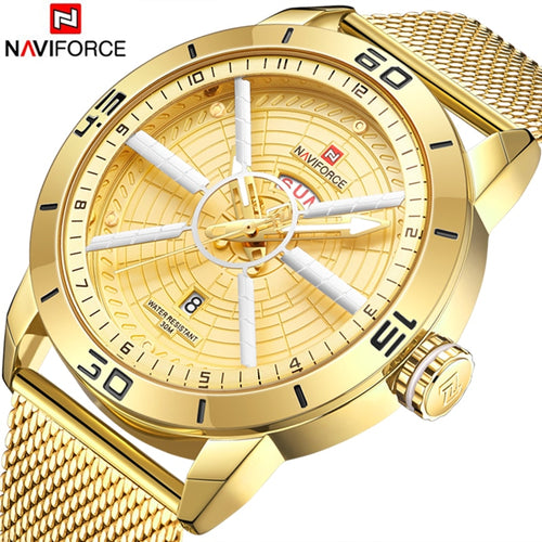 NAVIFORCE Luxury Brand Mens Sport Watch Gold